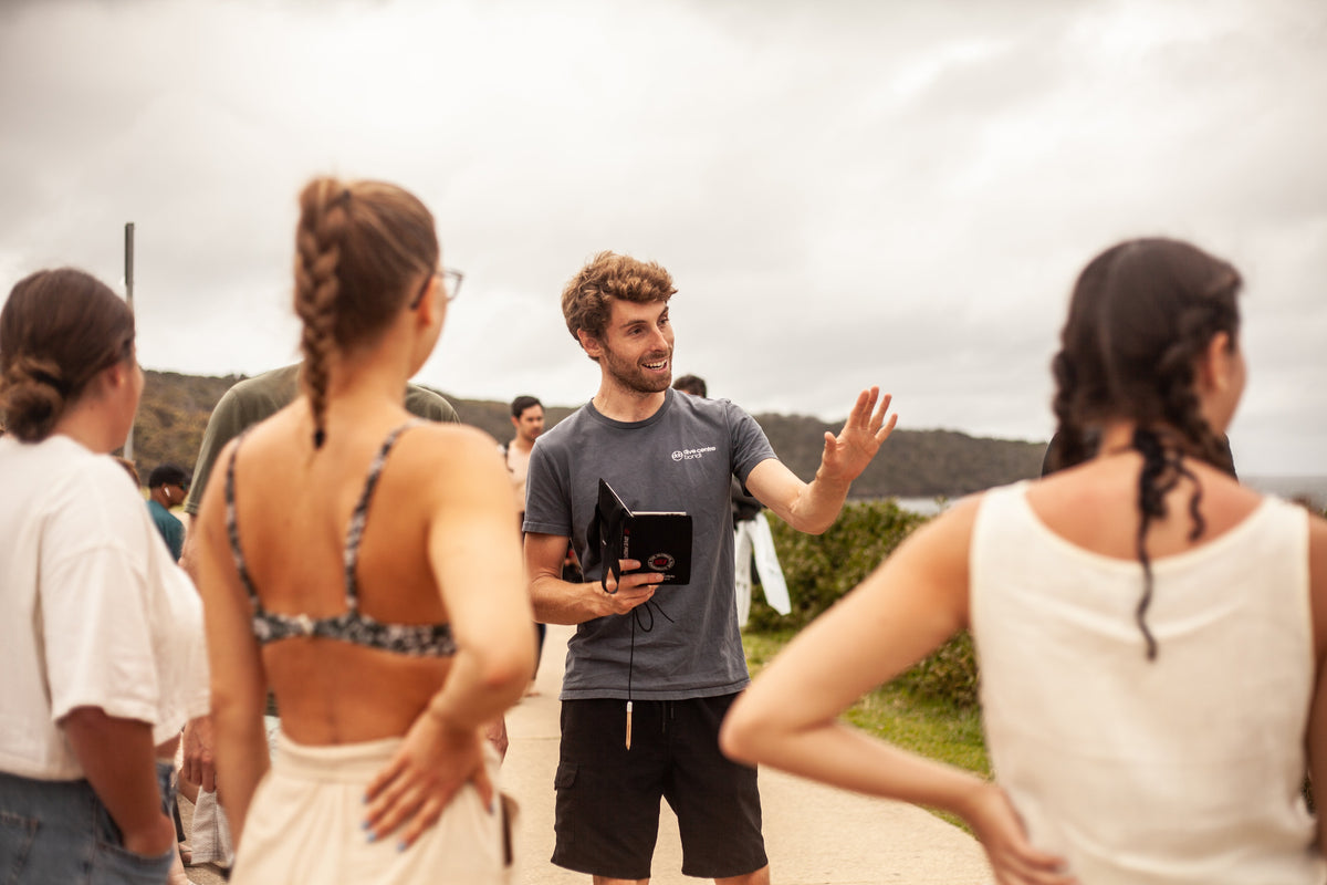 Dive Centre Bondi instructor briefing a group of students before a shore dive in Sydney