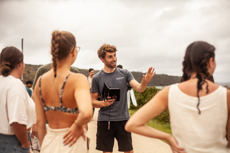 Dive Centre Bondi instructor briefing a group of students before a shore dive in Sydney